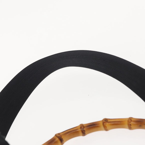 GUCCI GG Canvas Bamboo Shoulder Bag 2way Black Silver 001 4058 1705 Auth gh1144