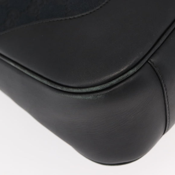 GUCCI GG Canvas Bamboo Shoulder Bag 2way Black Silver 001 4058 1705 Auth gh1144