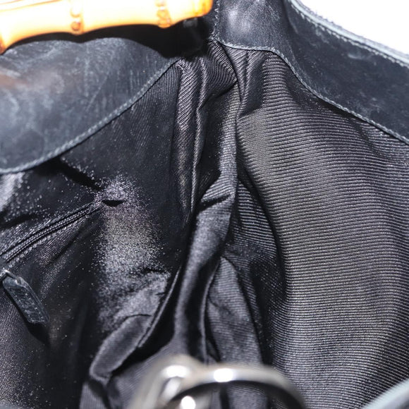 GUCCI GG Canvas Bamboo Shoulder Bag 2way Black Silver 001 4058 1705 Auth gh1144