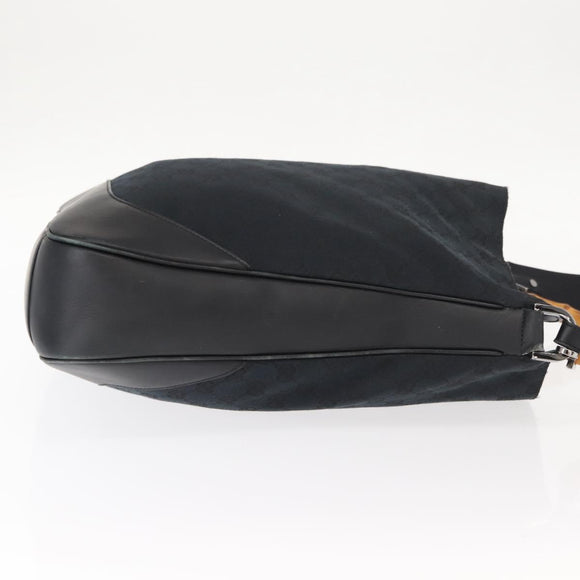 GUCCI GG Canvas Bamboo Shoulder Bag 2way Black Silver 001 4058 1705 Auth gh1144