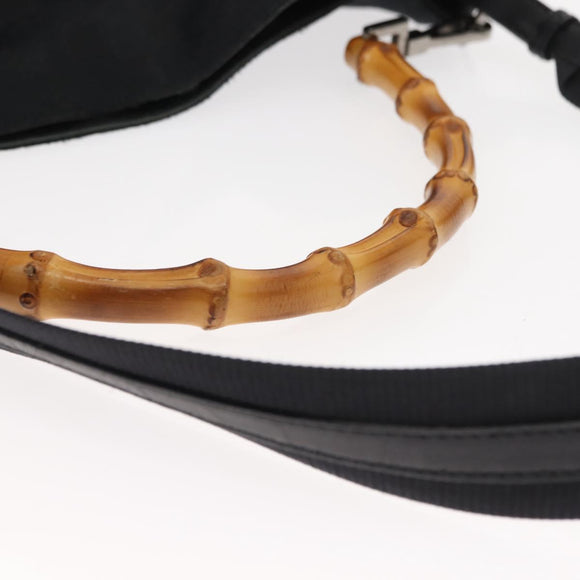 GUCCI GG Canvas Bamboo Shoulder Bag 2way Black Silver 001 4058 1705 Auth gh1144