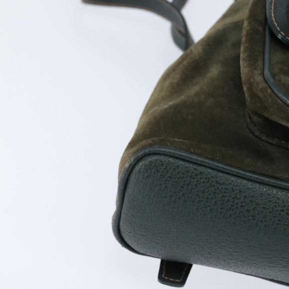 GUCCI Bamboo Backpack Suede Khaki Gold 003 58 0030 Auth gh1145