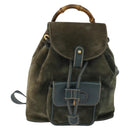 GUCCI Bamboo Backpack Suede Khaki Gold 003 58 0030 Auth gh1145-13