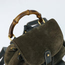 GUCCI Bamboo Backpack Suede Khaki Gold 003 58 0030 Auth gh1145-6