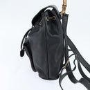 GUCCI Bamboo Backpack Leather Black Gold 003 2034 0030 Auth gh1146-3
