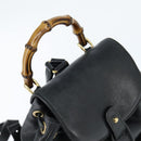 GUCCI Bamboo Backpack Leather Black Gold 003 2034 0030 Auth gh1146-6