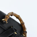GUCCI Bamboo Backpack Leather Black Gold 003 2034 0030 Auth gh1146-14
