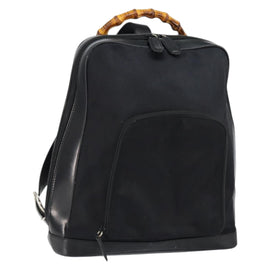 GUCCI Bamboo Bag Nylon Enamel 2way Black Silver 003 2058 0059 5 Auth gh1147