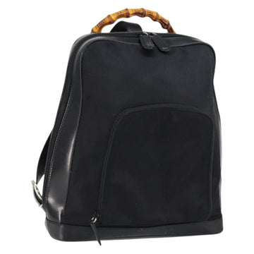 GUCCI Bamboo Bag Nylon Enamel 2way Black Silver 003 2058 0059 5 Auth gh1147
