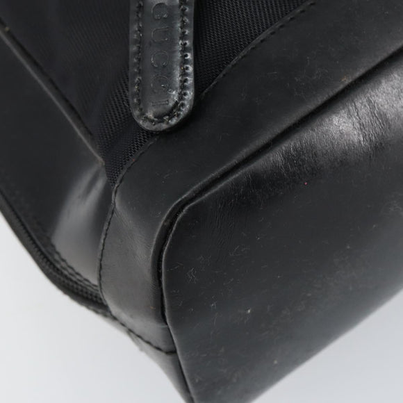 GUCCI Bamboo Bag Nylon Enamel 2way Black Silver 003 2058 0059 5 Auth gh1147