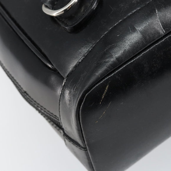 GUCCI Bamboo Bag Nylon Enamel 2way Black Silver 003 2058 0059 5 Auth gh1147