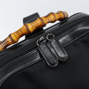 GUCCI Bamboo Bag Nylon Enamel 2way Black Silver 003 2058 0059 5 Auth gh1147-16