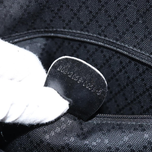 GUCCI Bamboo Bag Nylon Enamel 2way Black Silver 003 2058 0059 5 Auth gh1147