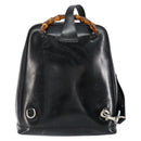 GUCCI Bamboo Bag Nylon Enamel 2way Black Silver 003 2058 0059 5 Auth gh1147-3