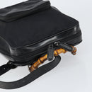 GUCCI Bamboo Bag Nylon Enamel 2way Black Silver 003 2058 0059 5 Auth gh1147-6