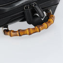GUCCI Bamboo Bag Nylon Enamel 2way Black Silver 003 2058 0059 5 Auth gh1147-7