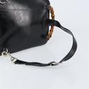 GUCCI Bamboo Bag Nylon Enamel 2way Black Silver 003 2058 0059 5 Auth gh1147-9