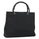 GUCCI Bamboo Hand Bag Nylon Black Silver 002 1010 Auth gh1148-1