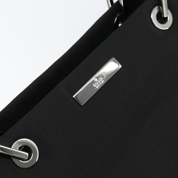 GUCCI Bamboo Hand Bag Nylon Black Silver 002 1010 Auth gh1148