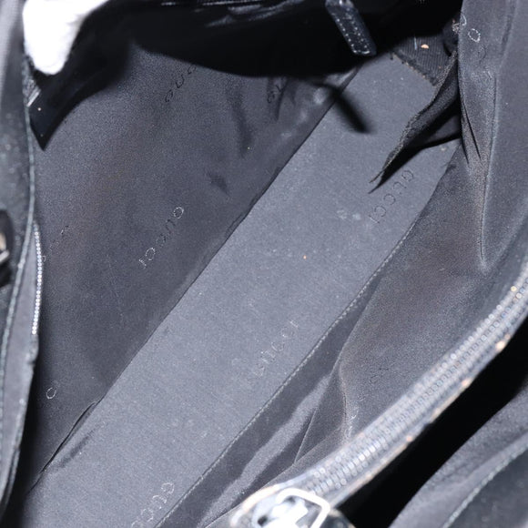 GUCCI Bamboo Hand Bag Nylon Black Silver 002 1010 Auth gh1148