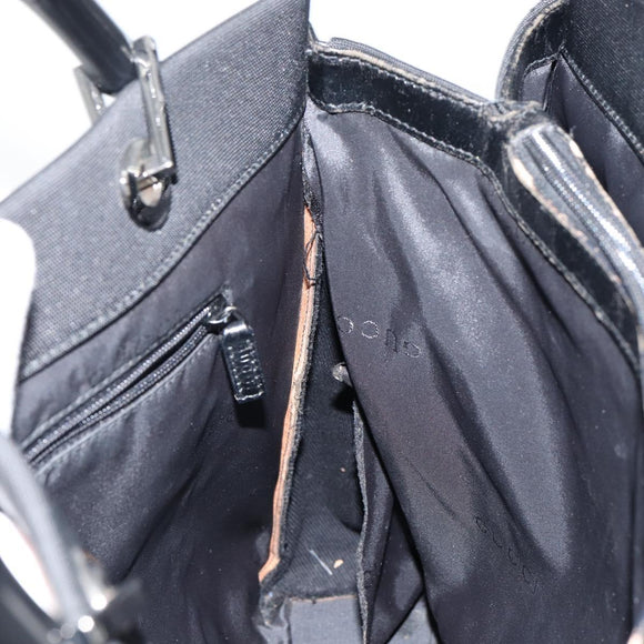 GUCCI Bamboo Hand Bag Nylon Black Silver 002 1010 Auth gh1148