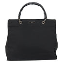 GUCCI Bamboo Hand Bag Nylon Black Silver 002 1010 Auth gh1148-13