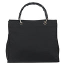 GUCCI Bamboo Hand Bag Nylon Black Silver 002 1010 Auth gh1148-2