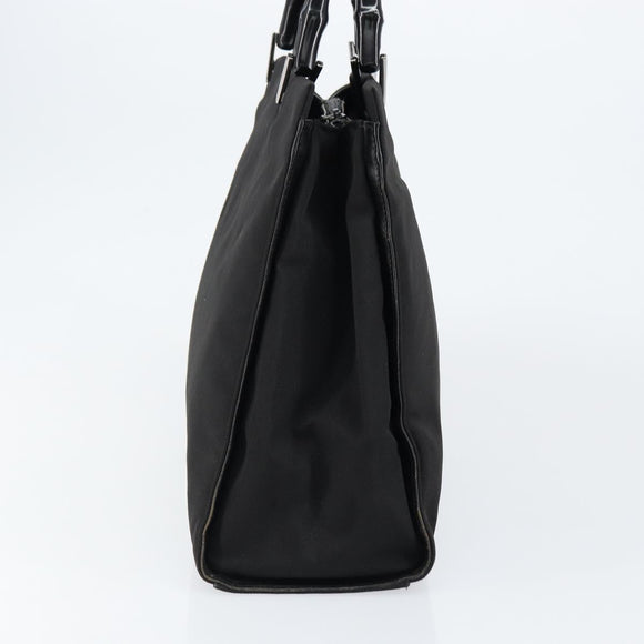 GUCCI Bamboo Hand Bag Nylon Black Silver 002 1010 Auth gh1148