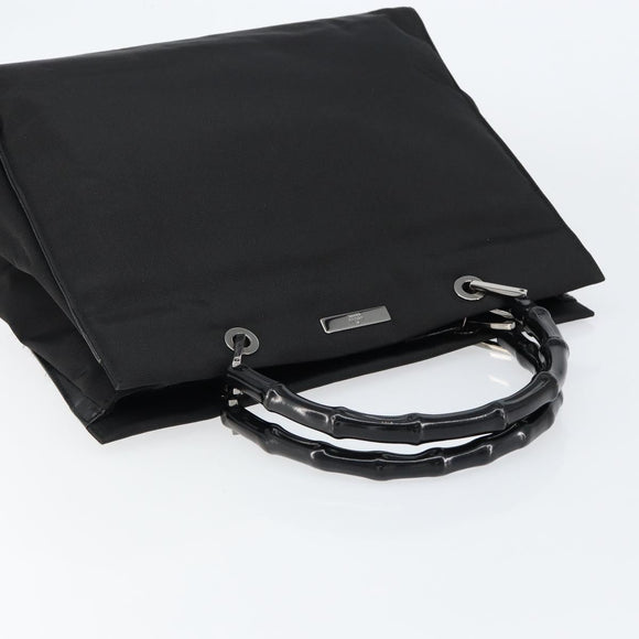 GUCCI Bamboo Hand Bag Nylon Black Silver 002 1010 Auth gh1148