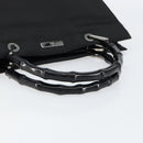 GUCCI Bamboo Hand Bag Nylon Black Silver 002 1010 Auth gh1148-7