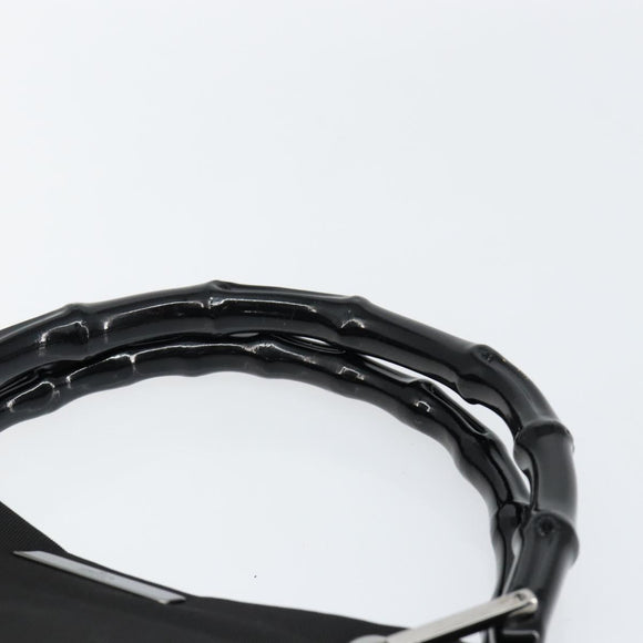 GUCCI Bamboo Hand Bag Nylon Black Silver 002 1010 Auth gh1148