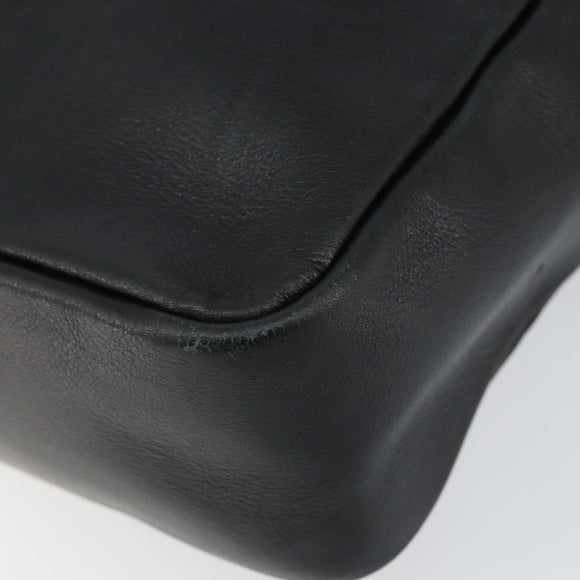 GUCCI Bamboo Hand Bag Leather Black Gold 000 3444 0580 Auth gh1149