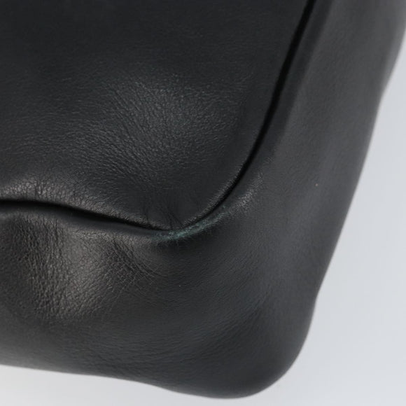 GUCCI Bamboo Hand Bag Leather Black Gold 000 3444 0580 Auth gh1149