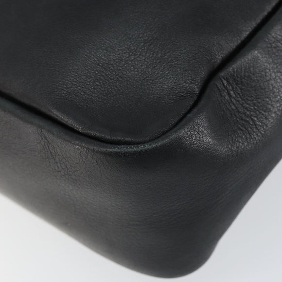 GUCCI Bamboo Hand Bag Leather Black Gold 000 3444 0580 Auth gh1149