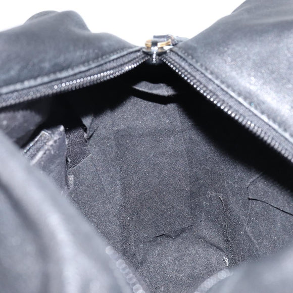 GUCCI Bamboo Hand Bag Leather Black Gold 000 3444 0580 Auth gh1149