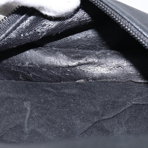 GUCCI Bamboo Hand Bag Leather Black Gold 000 3444 0580 Auth gh1149