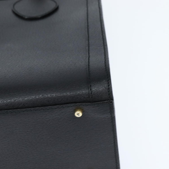 GUCCI Bamboo Hand Bag Leather Black Gold 002 1186 0260 Auth gh1150