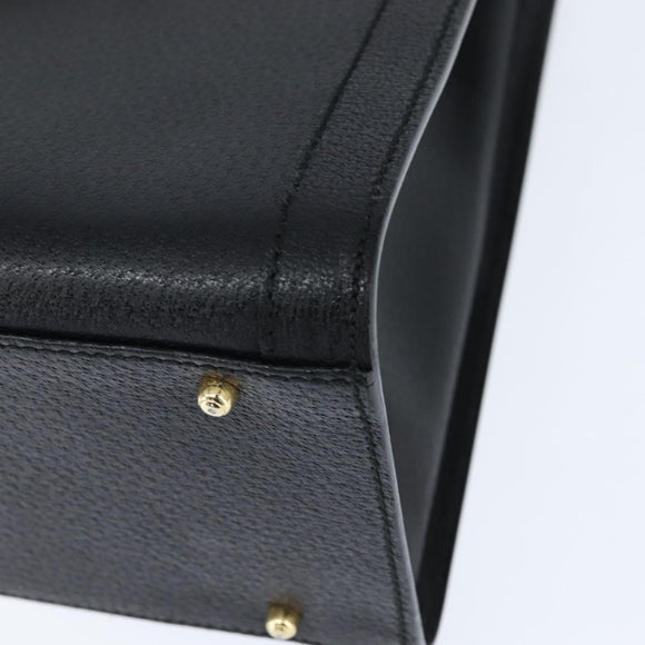 GUCCI Bamboo Hand Bag Leather Black Gold 002 1186 0260 Auth gh1150