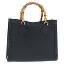GUCCI Bamboo Hand Bag Leather Black Gold 002 1186 0260 Auth gh1150-1