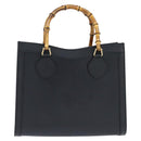 GUCCI Bamboo Hand Bag Leather Black Gold 002 1186 0260 Auth gh1150-13