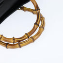 GUCCI Bamboo Hand Bag Leather Black Gold 002 1186 0260 Auth gh1150-7
