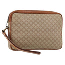 CELINE Macadam Canvas Clutch Bag PVC Beige Gold Auth gh1151-1