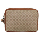 CELINE Macadam Canvas Clutch Bag PVC Beige Gold Auth gh1151-13
