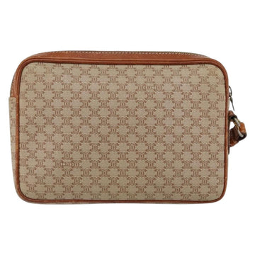 CELINE Macadam Canvas Clutch Bag PVC Beige Gold Auth gh1151 - 0