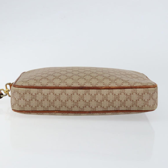 CELINE Macadam Canvas Clutch Bag PVC Beige Gold Auth gh1151