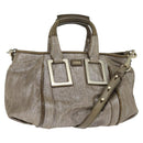 Chloe Etel Hand Bag Leather 2way Beige Gold Auth gh1152-1