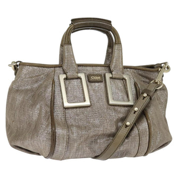 Chloe Etel Hand Bag Leather 2way Beige Gold Auth gh1152
