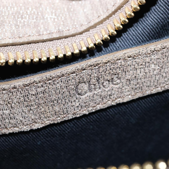 Chloe Etel Hand Bag Leather 2way Beige Gold Auth gh1152