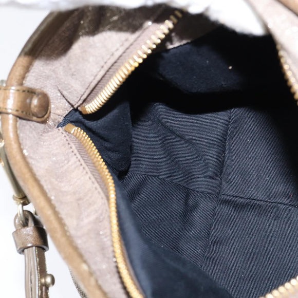 Chloe Etel Hand Bag Leather 2way Beige Gold Auth gh1152