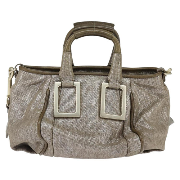 Chloe Etel Hand Bag Leather 2way Beige Gold Auth gh1152
